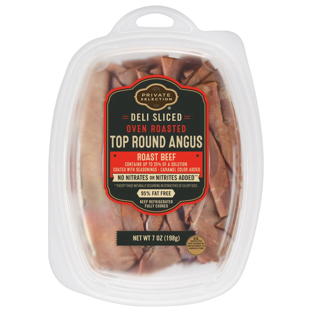 slide 1 of 4, Private Selection Deli Sliced Top Round Roast Beef, 7 oz