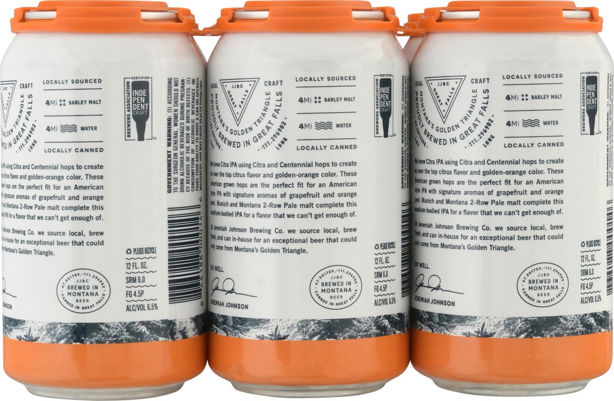 slide 3 of 9, Jeremiah Johnson Brewing Co. Citra IPA Beer 12-12 fl oz Cans Multipack, 6 ct