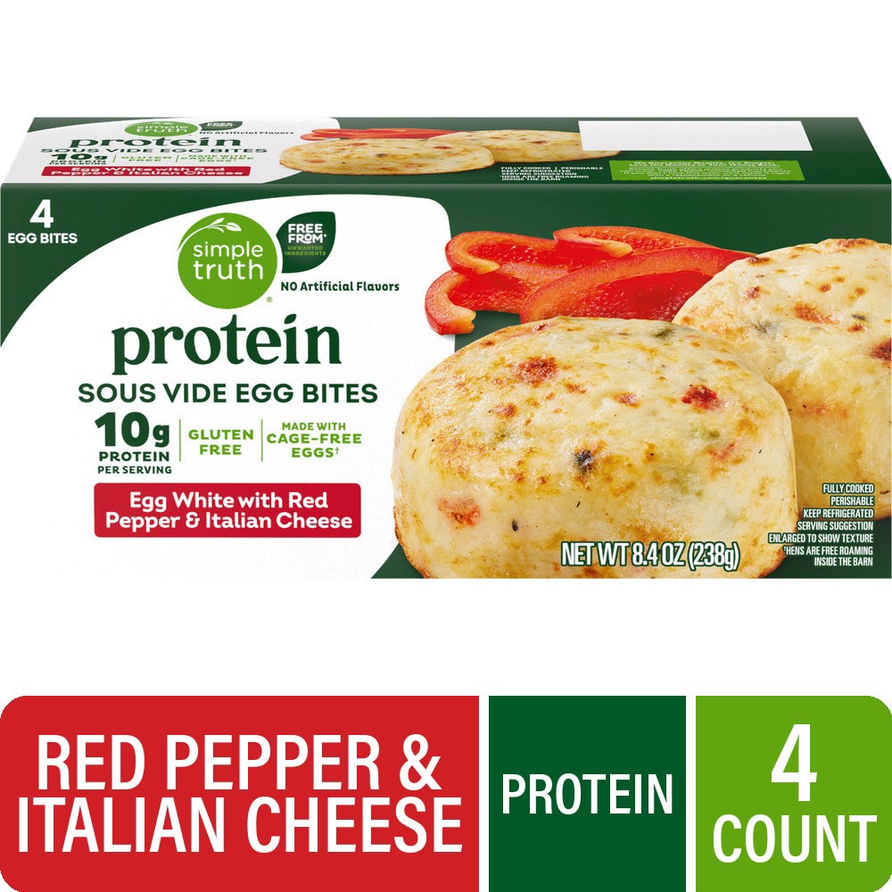 slide 1 of 4, Simple Truth Protein Red Pepper and Italian Cheese Egg White Egg Bites, 4 ct