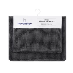 Havenstay Noodle Bath Mat - 17 in x 24 in + 20 in x 32 in, 2 pack, Gray