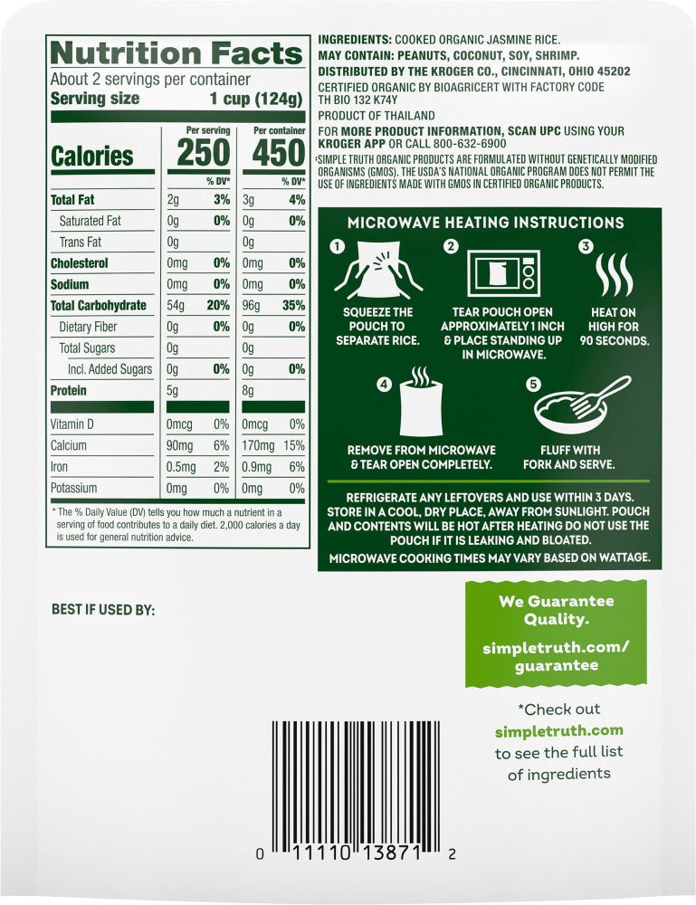 slide 2 of 2, Simple Truth Organic Jasmine Rice - 8.8 oz, 8.8 oz