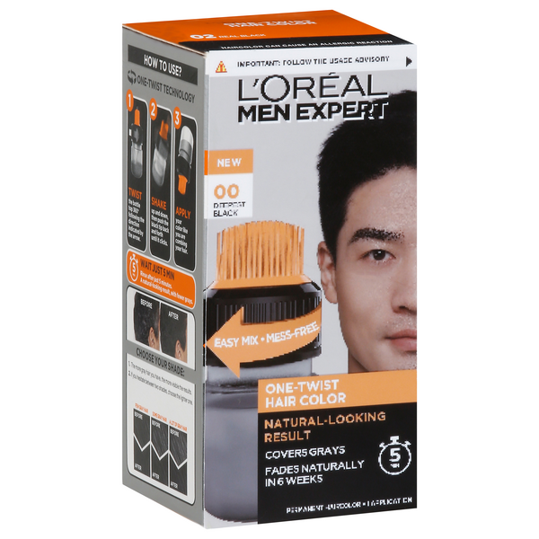 slide 1 of 1, L'Oréal L'Oreal Men Expert Permanent Hair Color, One-Twist, Real Black 02, 1 ct