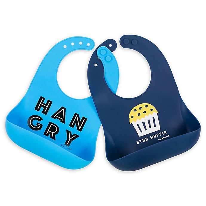 slide 1 of 3, Bella Tunno Hangry Wonder Bibs - Blue, 2 ct