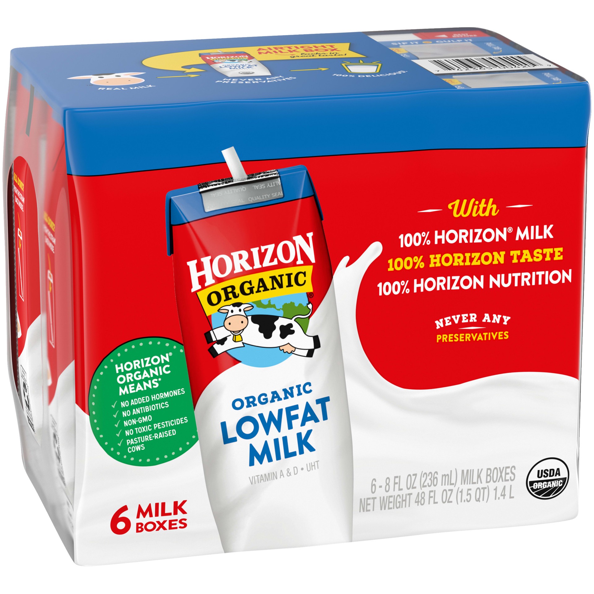 slide 5 of 5, Horizon Organic Shelf-Stable 1% Low Fat Milk Boxes, 8 fl oz, 6 Pack, 48 fl oz