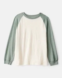 Boys Long-Sleeve Raglan Tee - Green White/Green S