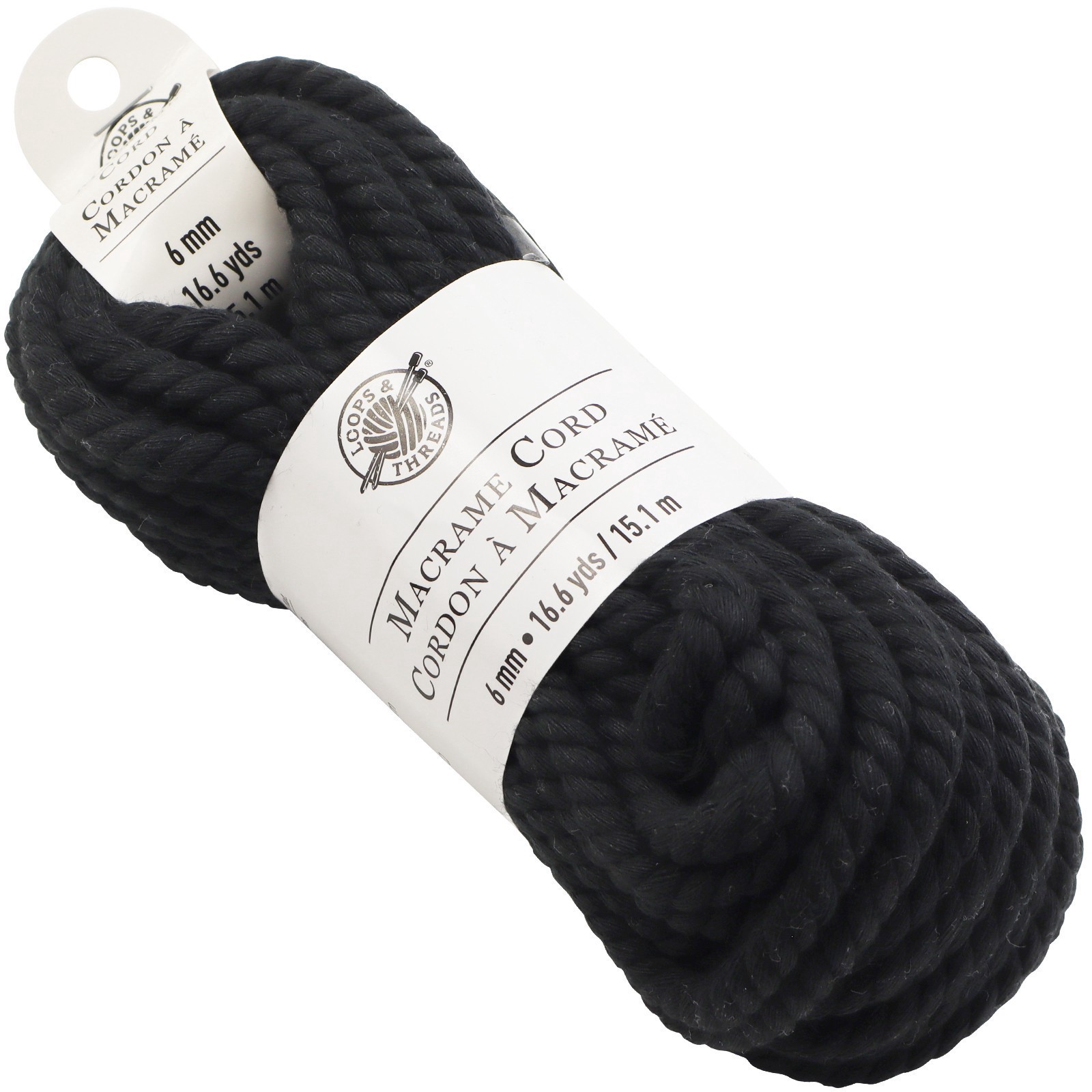 slide 2 of 3, Macrame Cotton Cord By Loops & Threads, 50ft., 50 ft