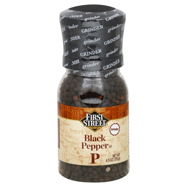 slide 1 of 1, First Street Black Pepper Grinder, 4.9 oz