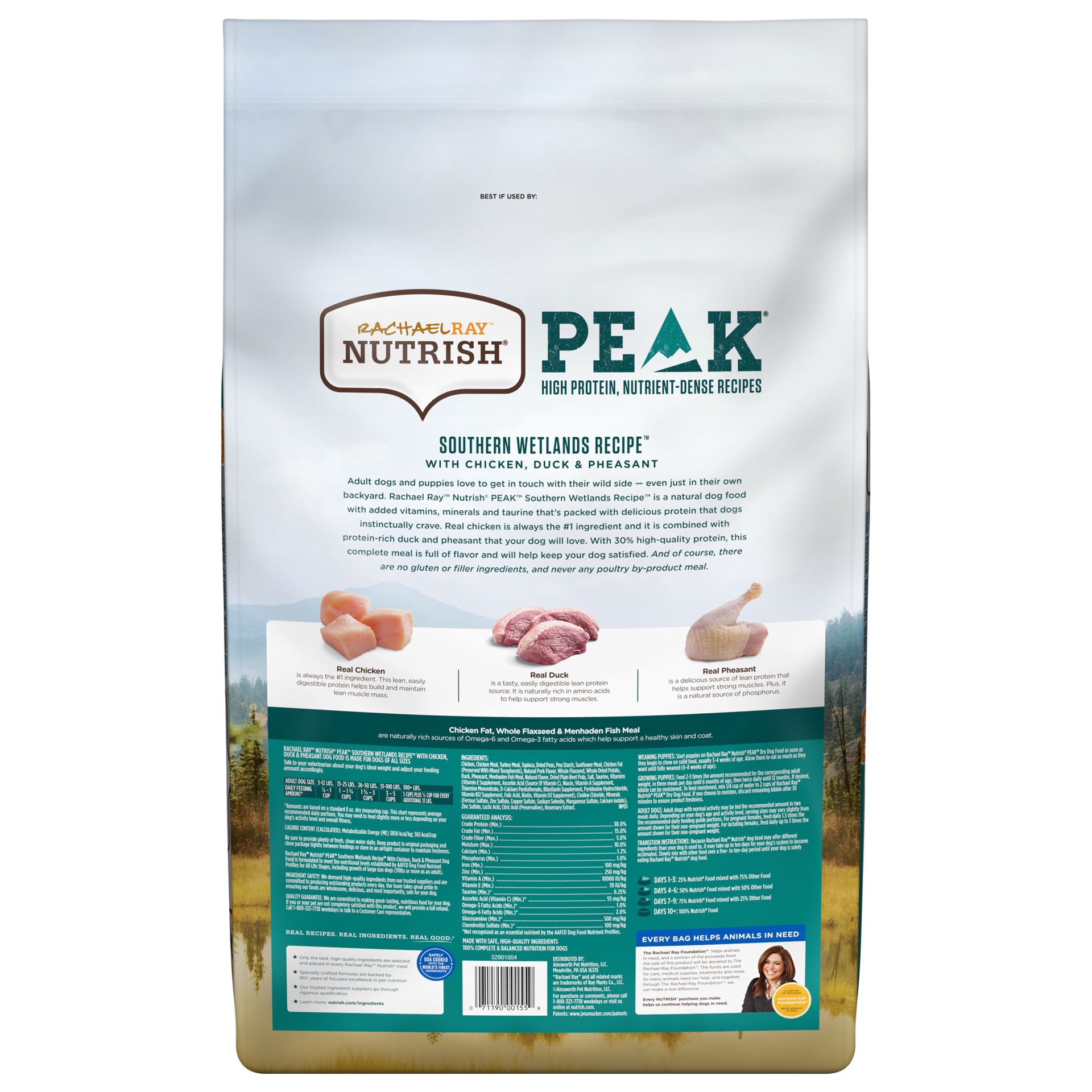 slide 2 of 8, Rachael Ray Nutrish Peak Southern Wetlands Recipe With Chicken, Duck & Pheasant, Dry Dog Food, 12 lb Bag (Packaging May Vary), 12 lb
