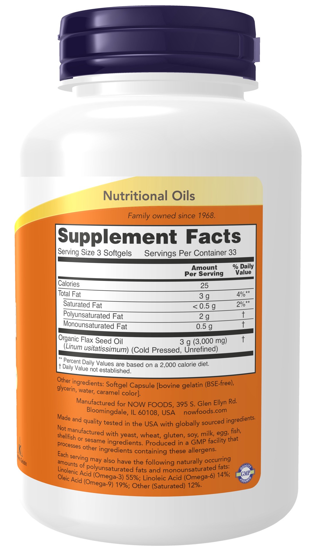 slide 4 of 4, NOW Supplements Flax Oil 1000 mg - 100 Softgels, 100 ct