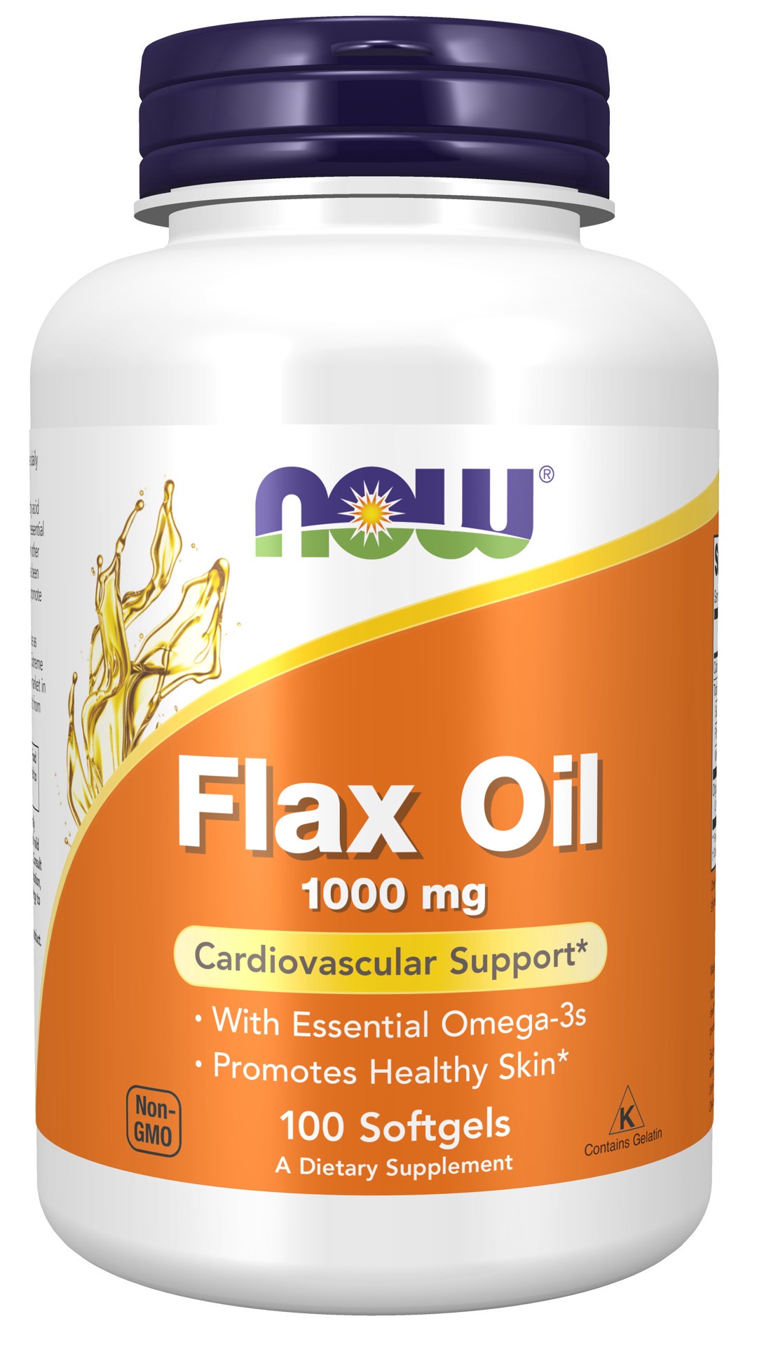slide 1 of 4, NOW Supplements Flax Oil 1000 mg - 100 Softgels, 100 ct