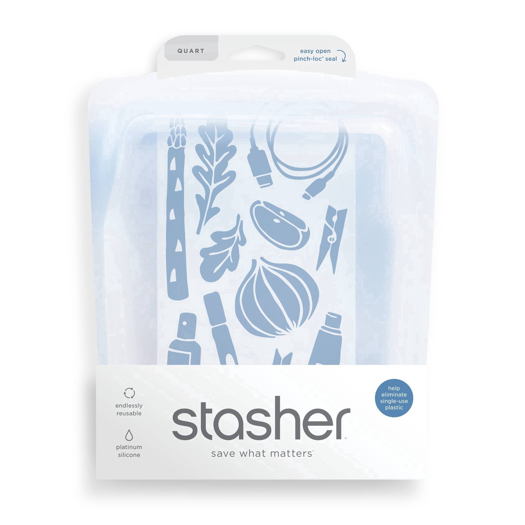 slide 5 of 17, Stasher Reusable Food Storage Quart Bag - Clear, 1 ct