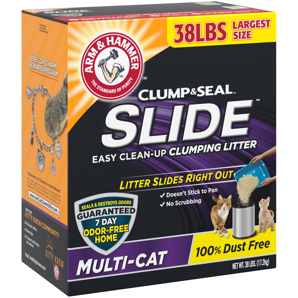 slide 2 of 3, ARM & HAMMER Slide Cat Litter - Clumping Multi-Cat, 38 lb