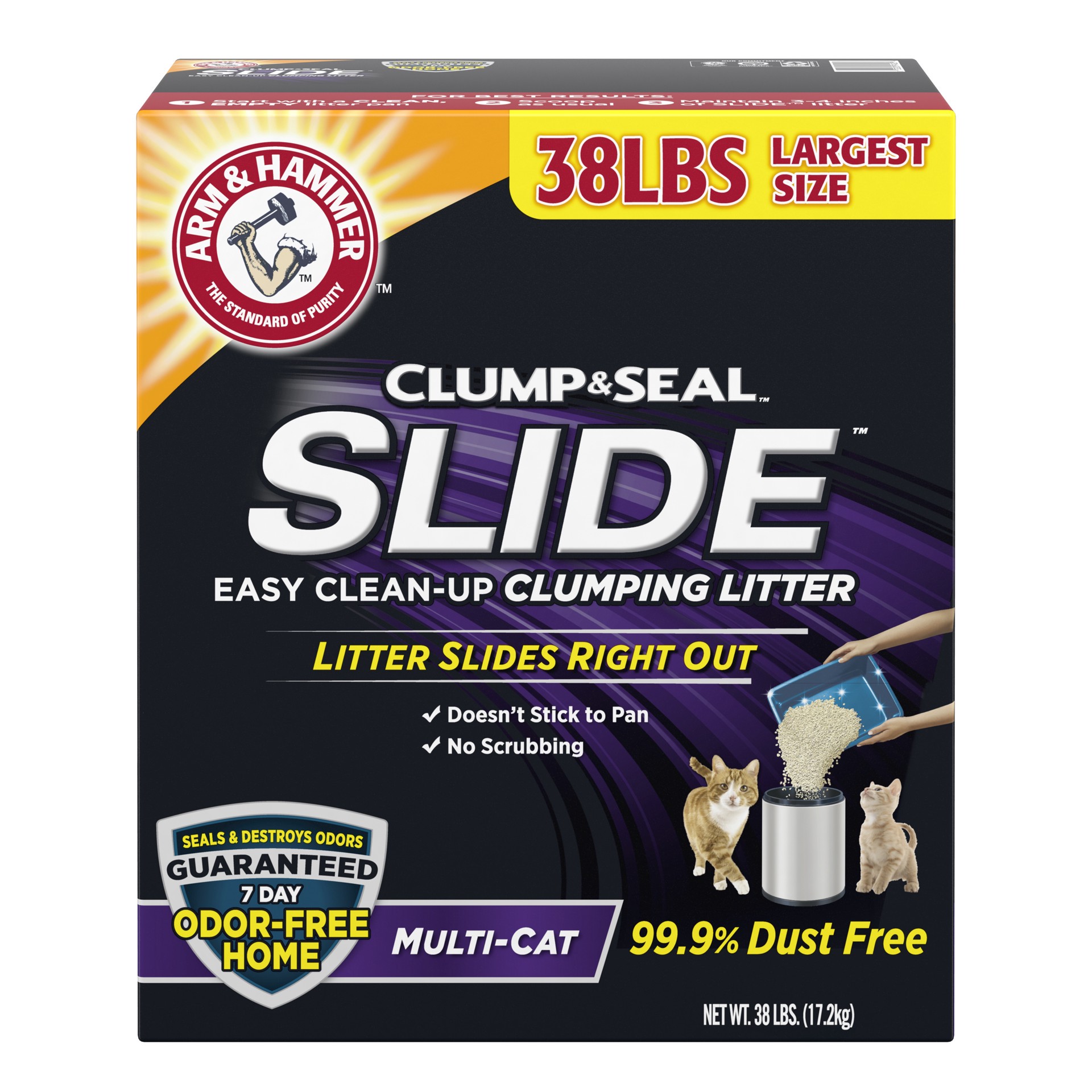 slide 1 of 2, ARM & HAMMER SLIDE Easy Clean-Up Multi-Cat Clumping Cat Litter, 38 lb, 38 lb