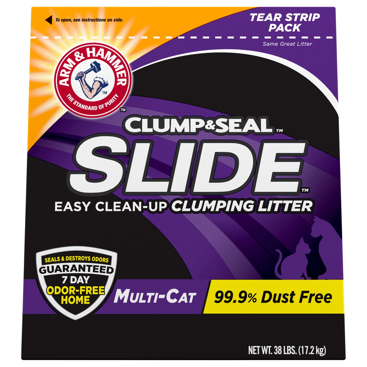 slide 1 of 2, ARM & HAMMER SLIDE Easy Clean-Up Multi-Cat Clumping Cat Litter, 38 lb, 38 lb