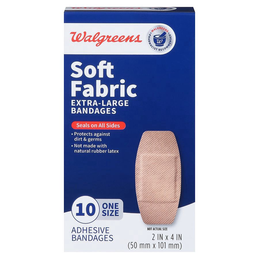 slide 1 of 5, Walgreens Soft Fabric Extra-Large Bandages, 10 ct