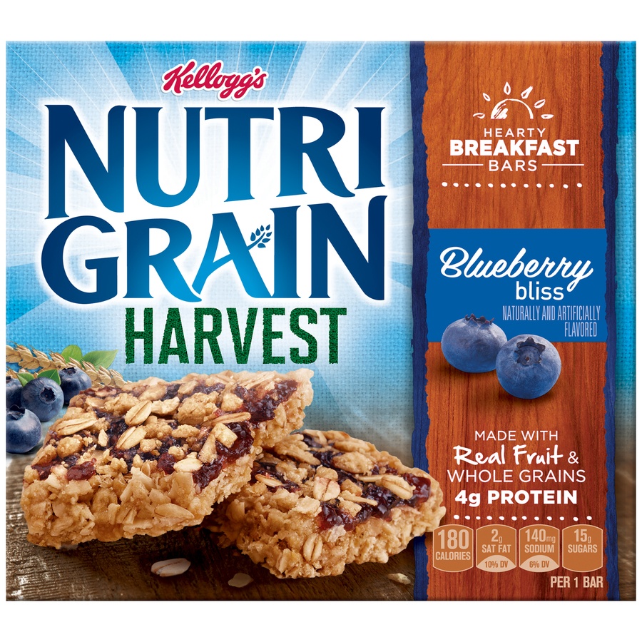 slide 1 of 1, Kellogg's Nutri-Grain Harvest Blueberry Bliss Breakfast Bars, 5 ct; 1.76 oz