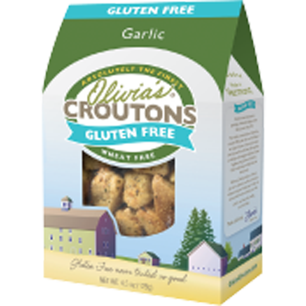 slide 1 of 1, Olivia's Croutons - Gluten Free Garlic, 4.5 oz