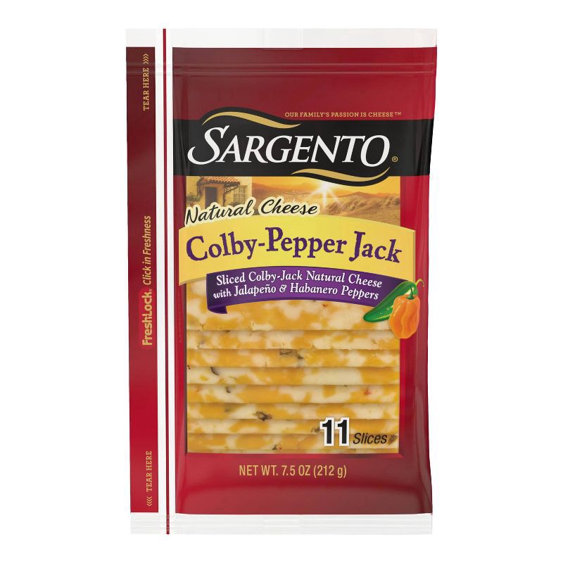slide 1 of 2, Sargento Natural Colby-Pepper Jack Cheese Slices - 11ct, 11 ct