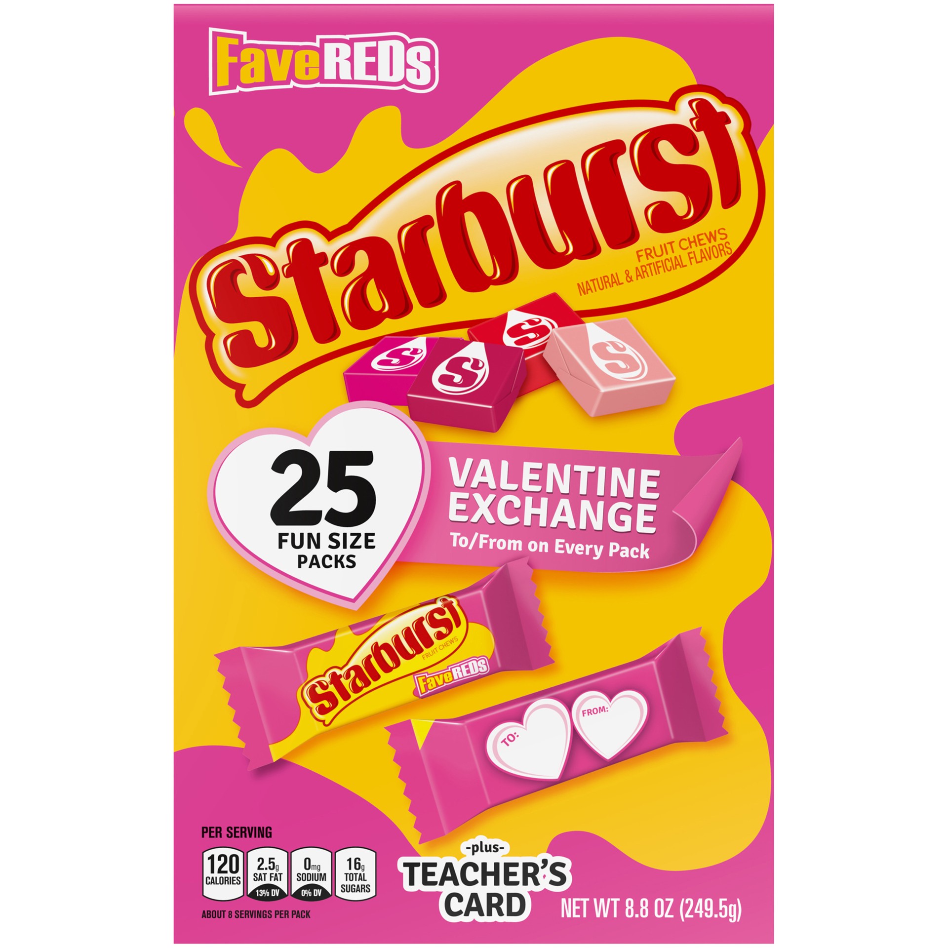 slide 1 of 5, STARBURST FaveReds Valentine Class Exchange Kit, Valentines Candy, 8.8 oz, 27 Pieces, 8.8 oz