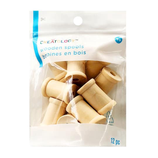 slide 1 of 3, 1" Wooden Spools By Creatology, 0.68 in x 1.10 in