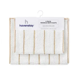 Havenstay Noodle Bath Mat - 2 Pack - 17 in x 24 in + 20 in x 32 in - White Taupe