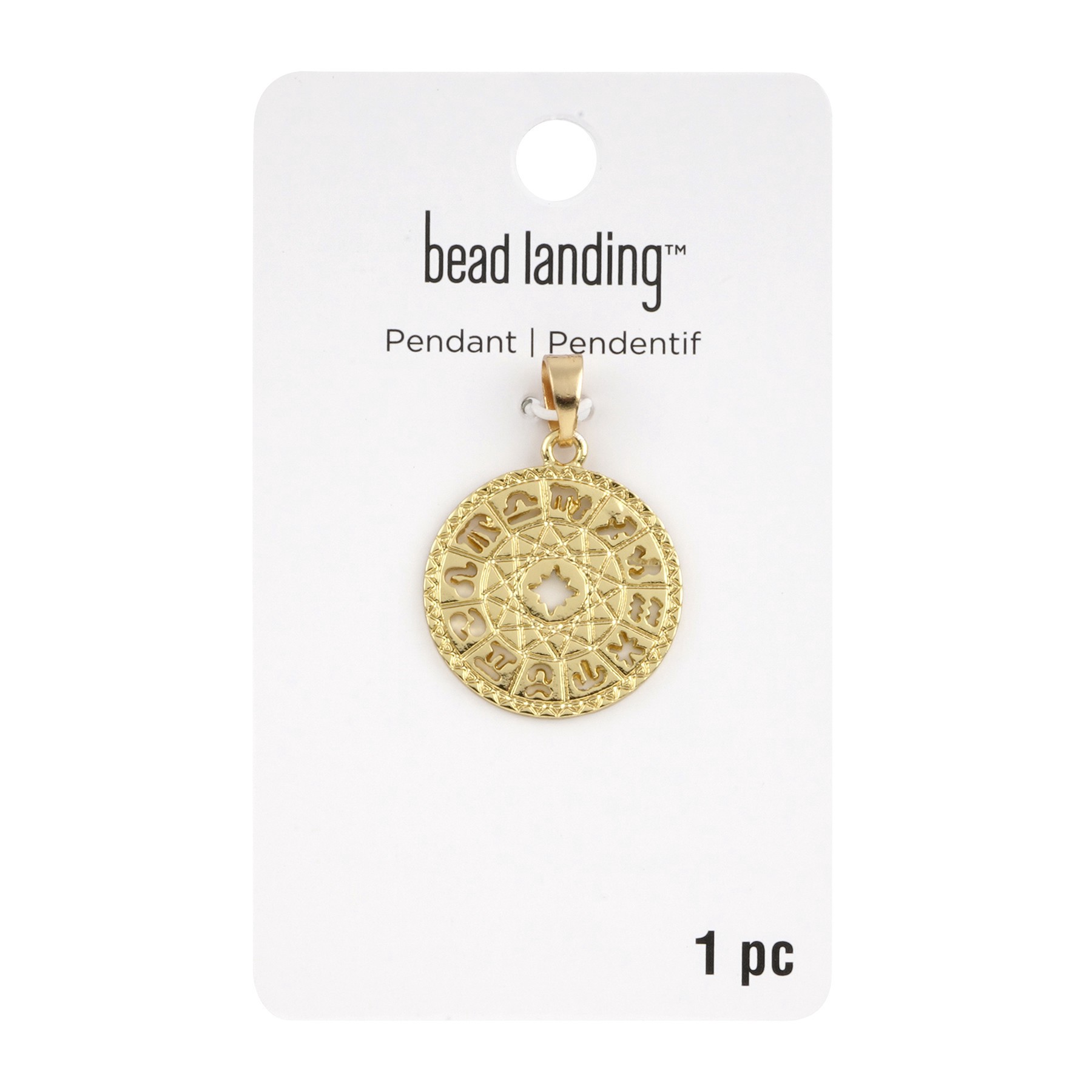 slide 3 of 3, Gold Round Zodiac Pendant By Bead Landing, 26 mm