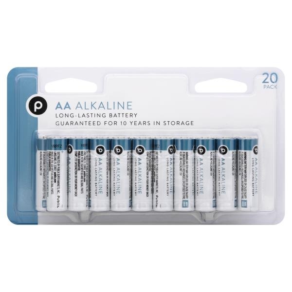 slide 1 of 1, Publix Battery, Alkaline, AA, 20 Pack, 20 ct