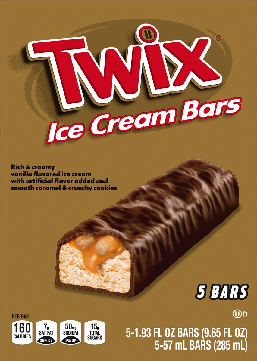 slide 6 of 9, TWIX Ice Cream Bars Vanilla Caramel Chocolate Cookie Dessert Bar Individually Wrapped, 5 Pack, 9.65 fl oz