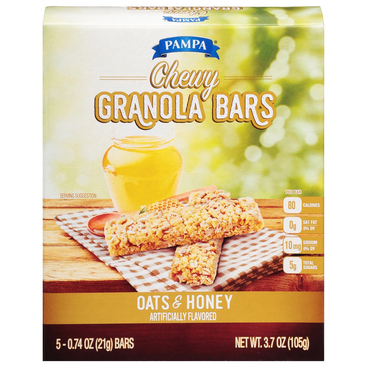 slide 13 of 14, Pampa Chewy Oats & Honey Granola Bars 5 - 0.74 oz Bars, 5 ct
