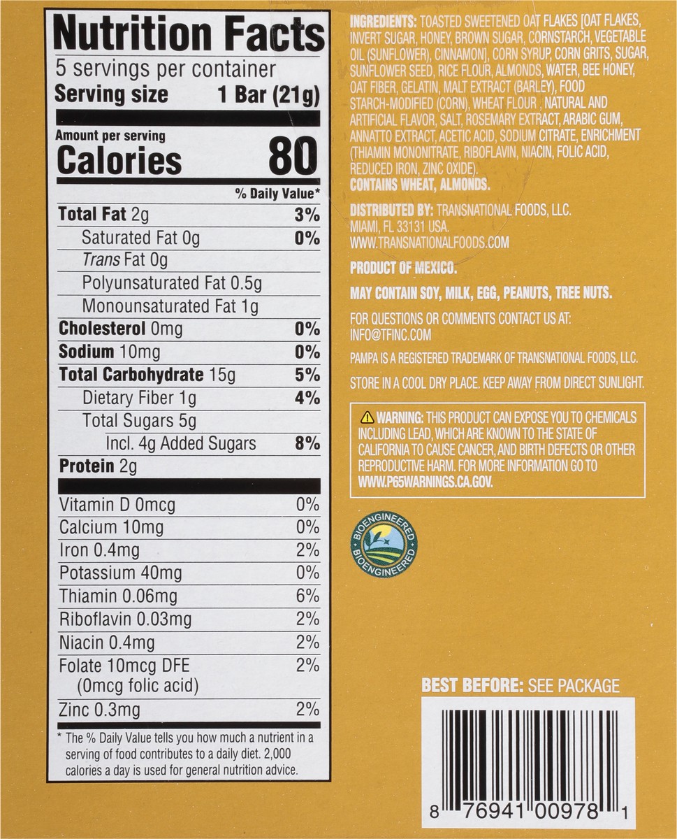 slide 4 of 14, Pampa Chewy Oats & Honey Granola Bars 5 - 0.74 oz Bars, 5 ct