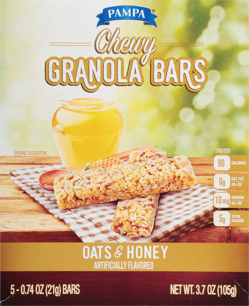 slide 10 of 14, Pampa Chewy Oats & Honey Granola Bars 5 - 0.74 oz Bars, 5 ct