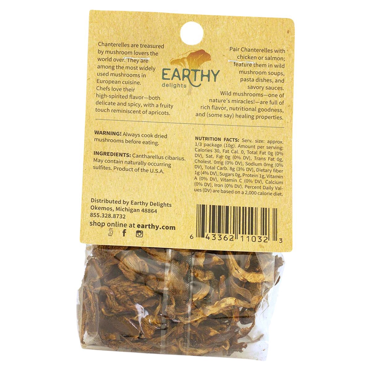 slide 2 of 5, Earthy Delights Dried Chanterelle Mushrooms, Bag, 1 oz