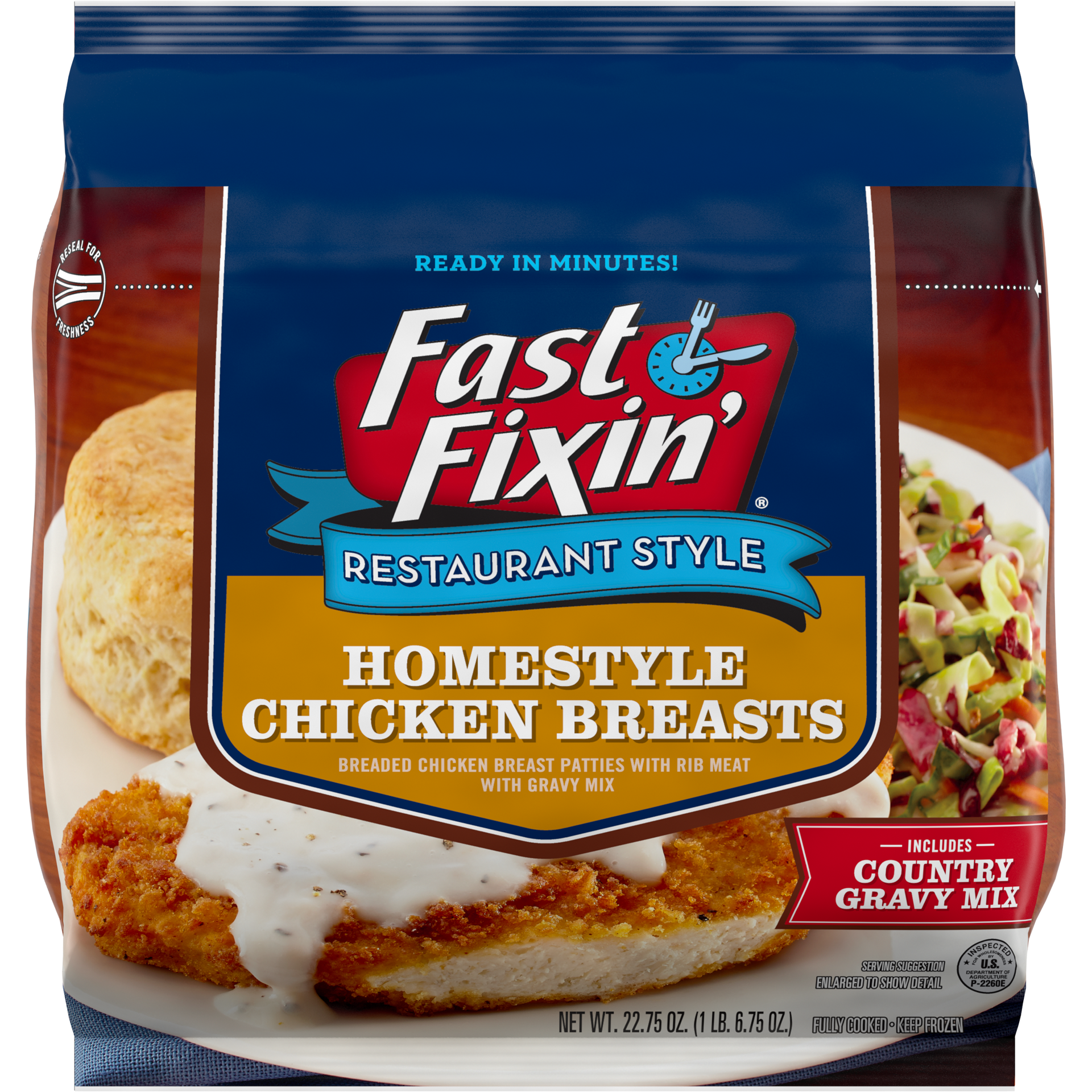 slide 1 of 5, FAST FIXIN RESTAURANT STYLE Fast Fixin' Restaurant Style Homestyle Chicken Breasts with Gravy Mix, 22.75 oz, 644.95 g