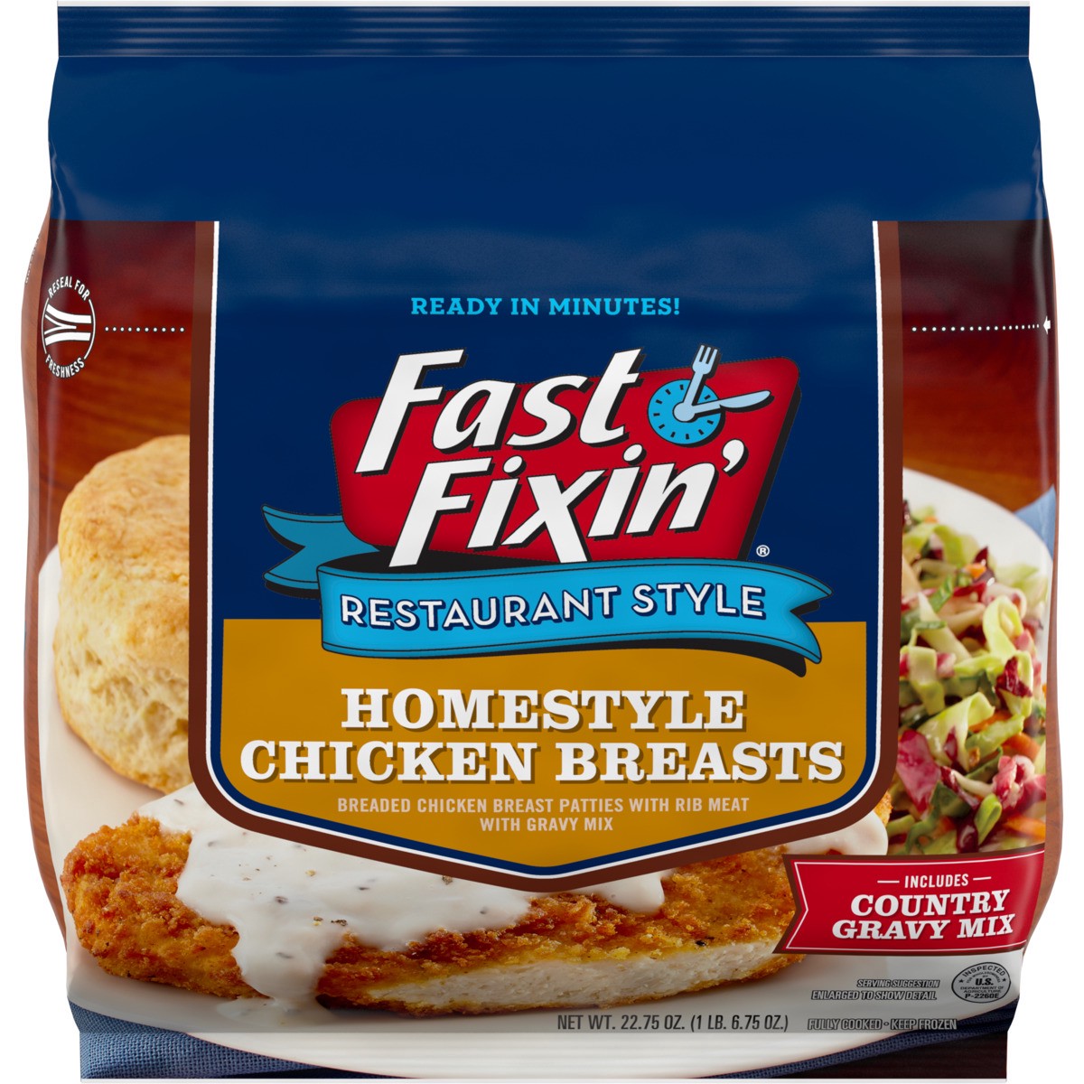 slide 1 of 5, FAST FIXIN RESTAURANT STYLE Fast Fixin' Restaurant Style Homestyle Chicken Breasts with Gravy Mix, 22.75 oz, 644.95 g