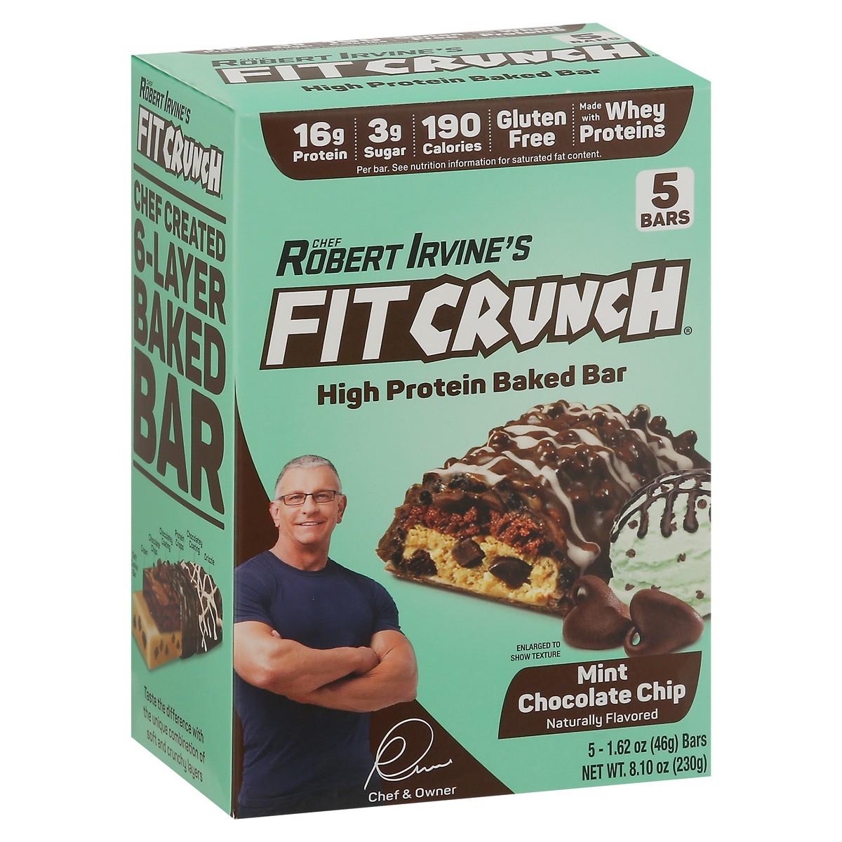 slide 4 of 9, FITCRUNCH High Protein Mint Chocolate Chip Baked Bar Bars - 5 ct, 5 ct