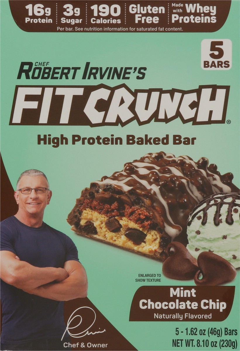slide 6 of 9, FITCRUNCH High Protein Mint Chocolate Chip Baked Bar Bars - 5 ct, 5 ct