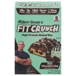 FITCRUNCH High Protein Mint Chocolate Chip Baked Bar - 5 x 1.62 oz Bars