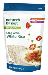 Nature's Basket Long Grain White Rice, Organic Resealable Bag