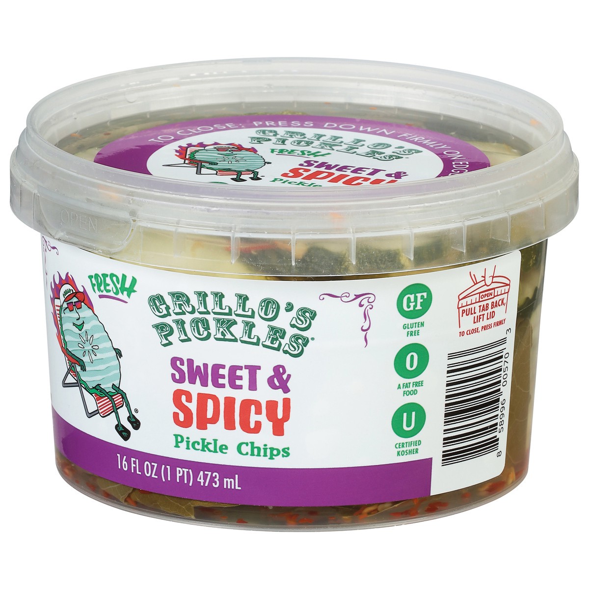 slide 3 of 9, Grillo's Pickles Sweet & Spicy Chips, 16 fl oz