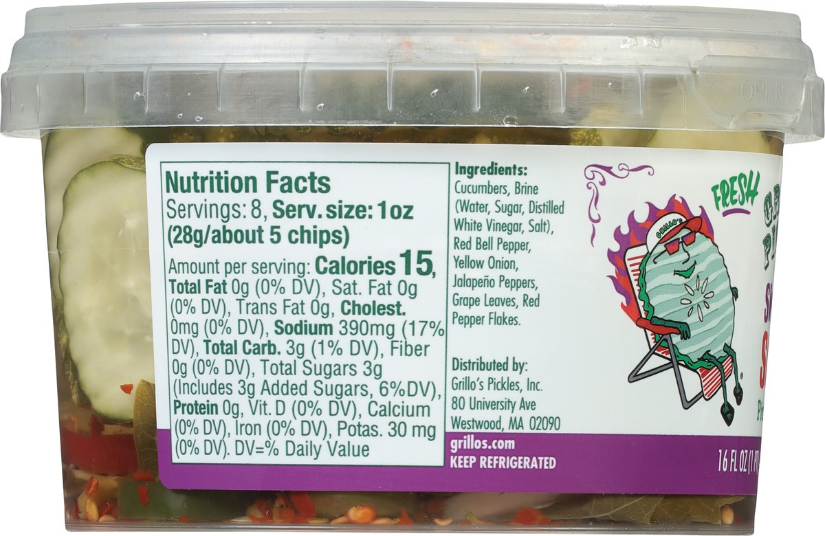 slide 4 of 9, Grillo's Pickles Sweet & Spicy Chips, 16 fl oz