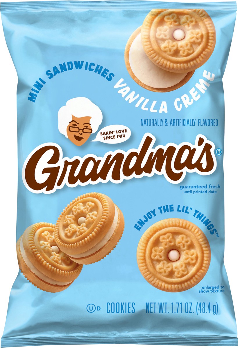 slide 6 of 9, Grandma's Mini Sandwich Cremes Cookies Vanilla Naturally & Artificially Flavored 1.71 Oz, 1.71 oz