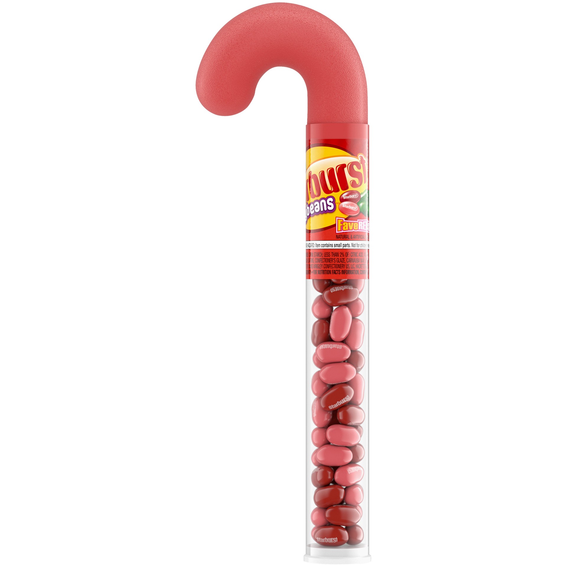 slide 1 of 5, STARBURST Holiday Jelly Bean FaveRED Filled Christmas Candy Cane Tube, 1.85 ounce, 1.85 oz