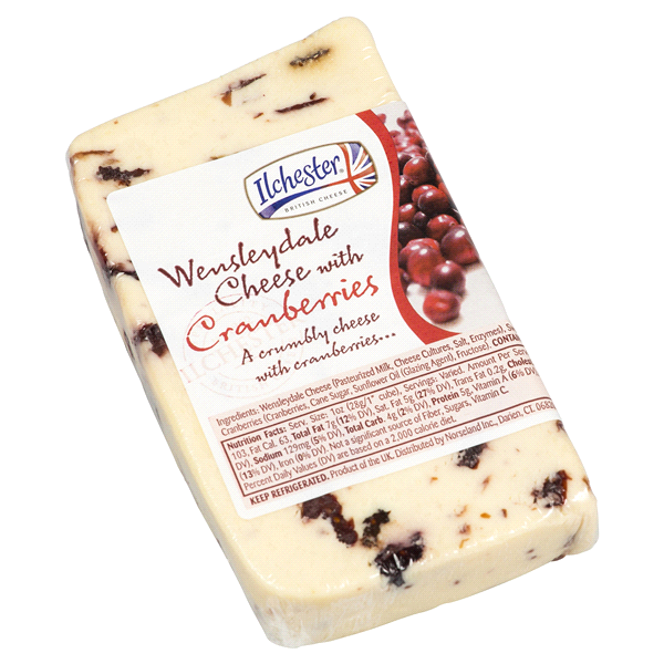 slide 1 of 1, Ilchester Wensleydale with Cranberries Cheese Wedge, per lb