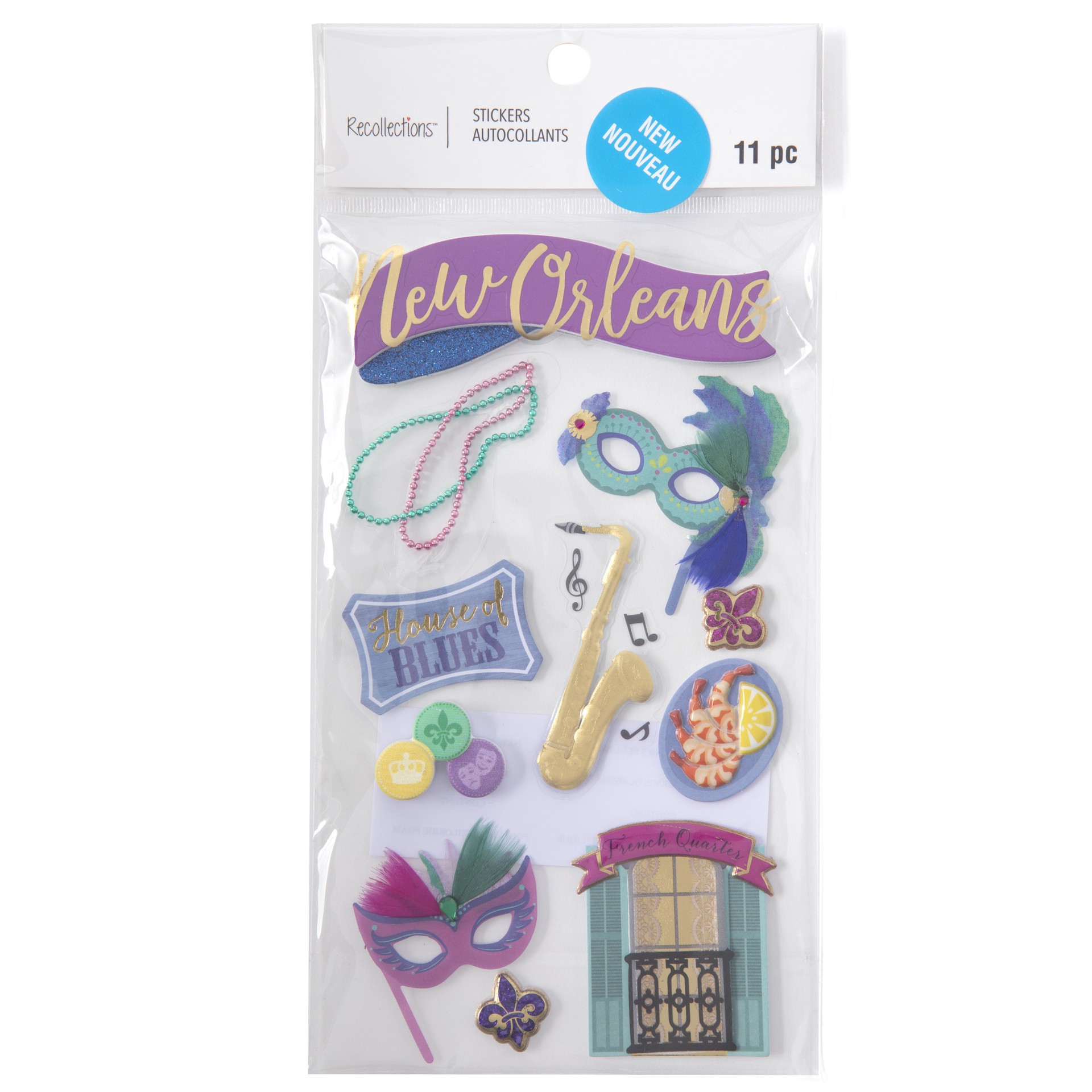 slide 2 of 3, New Orleans Dimensional Stickers By Recollections, 3.75 in x 6.75 in