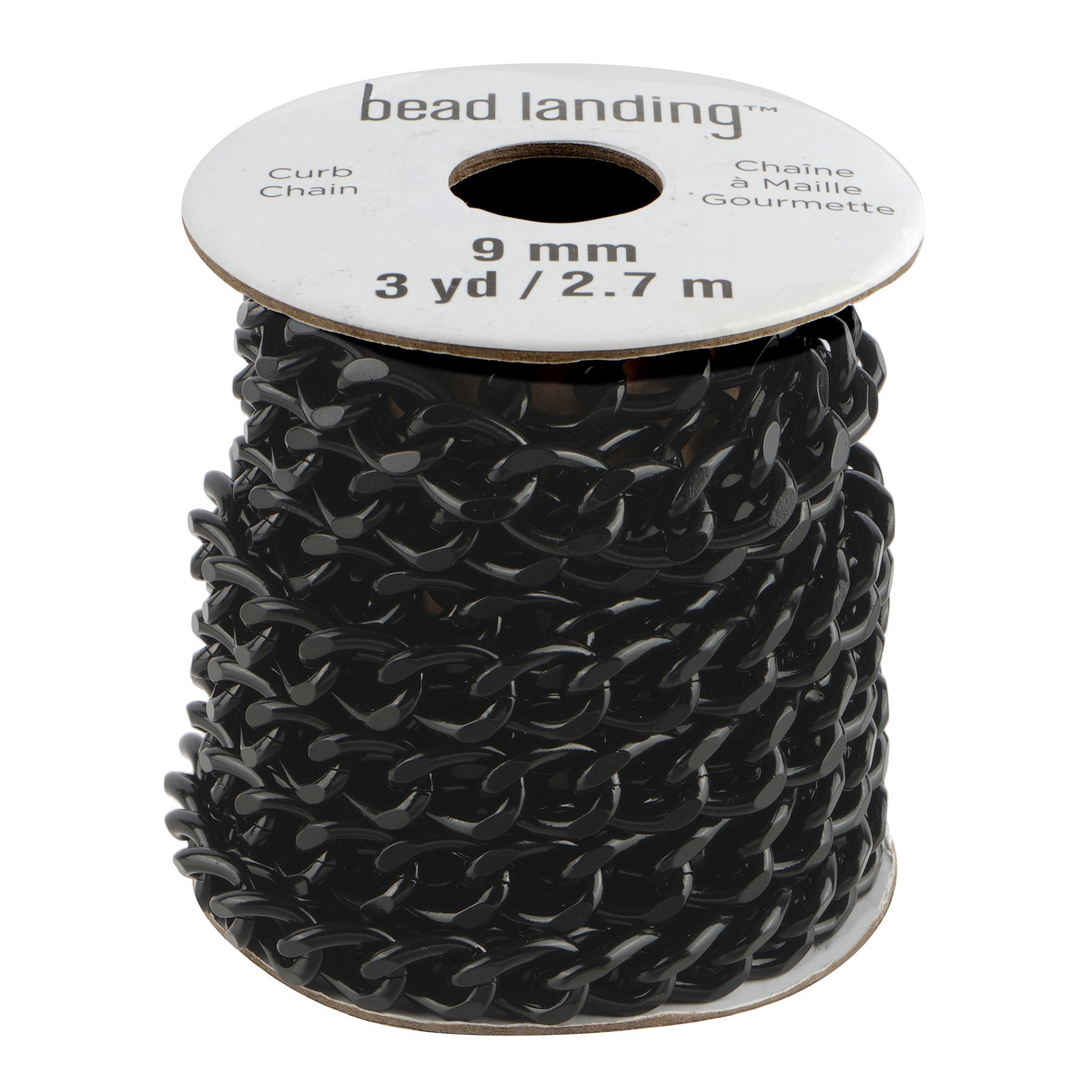 slide 2 of 2, 9mm Black Curb Chain Spool, 3yd. By Bead Landing, 9 mm