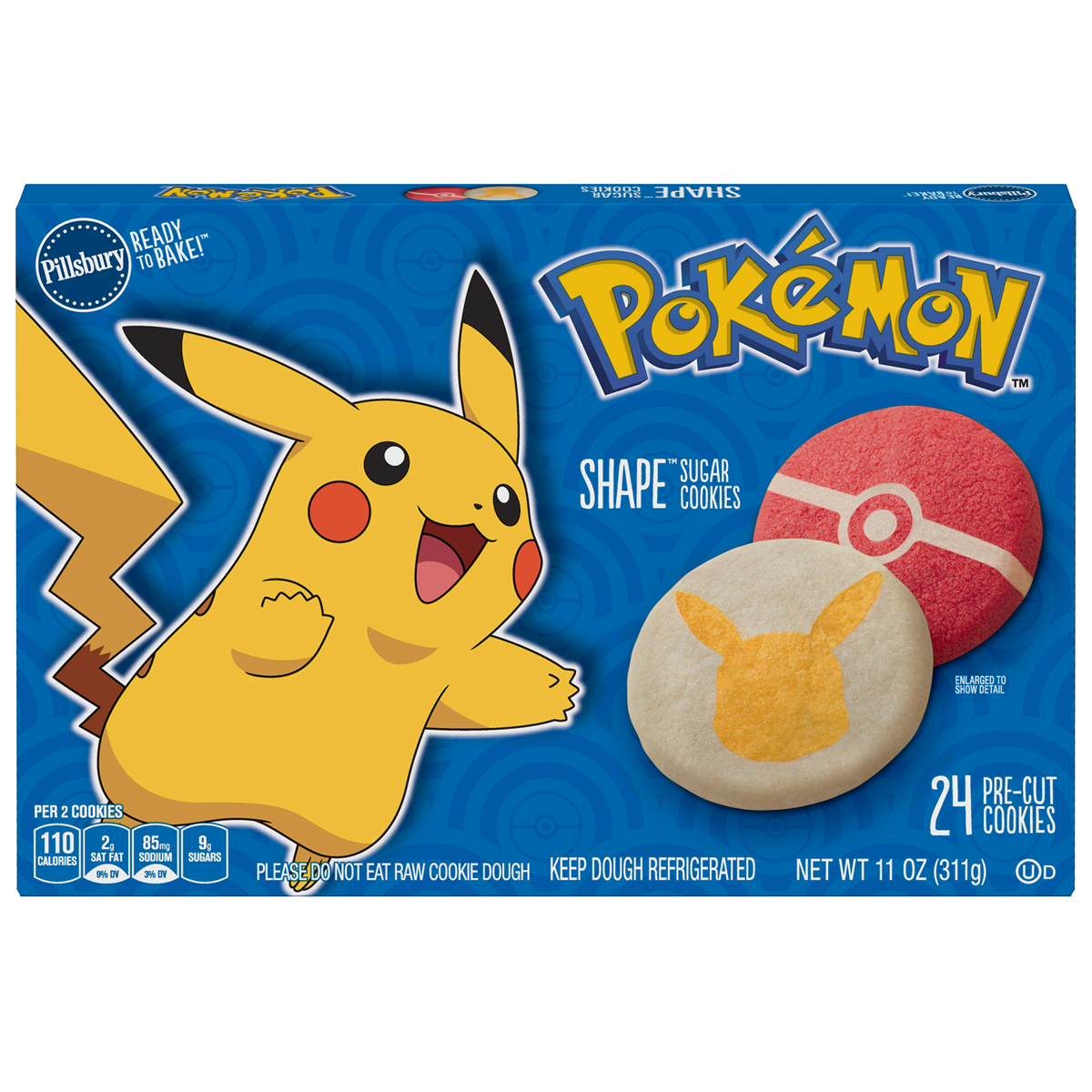 slide 1 of 1, Pillsbury Ready To Bake Pokemon Shape Sugar Cookies, 11 oz