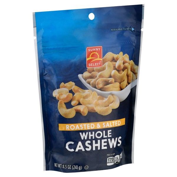 slide 1 of 1, Sunny Select Whole Roasted & Salted Cashews 8.5 oz, 8.5 oz