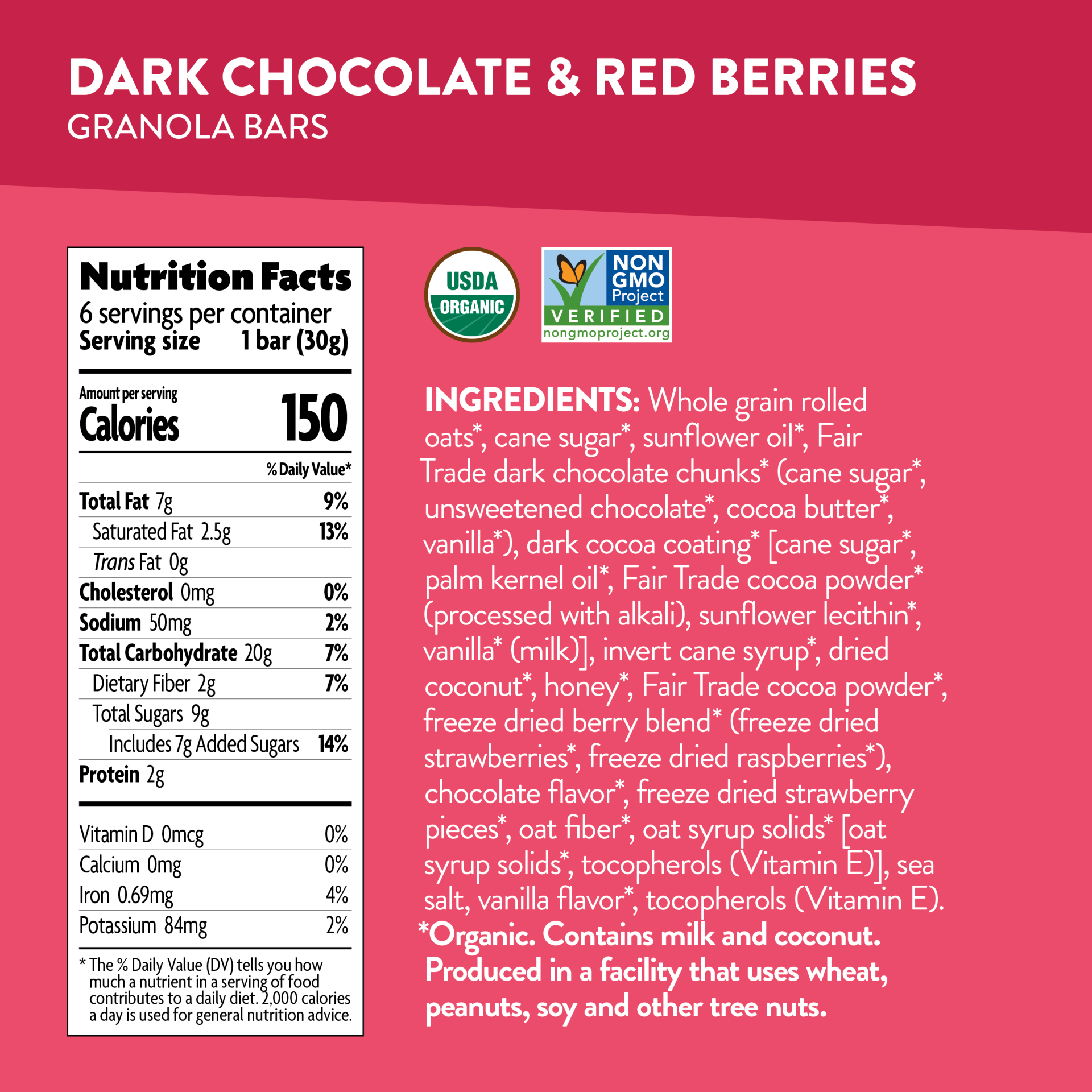 slide 6 of 7, Nature's Path Love Crunch Organic Dark Chocolate & Red Berries Granola Bars, 6.3 oz