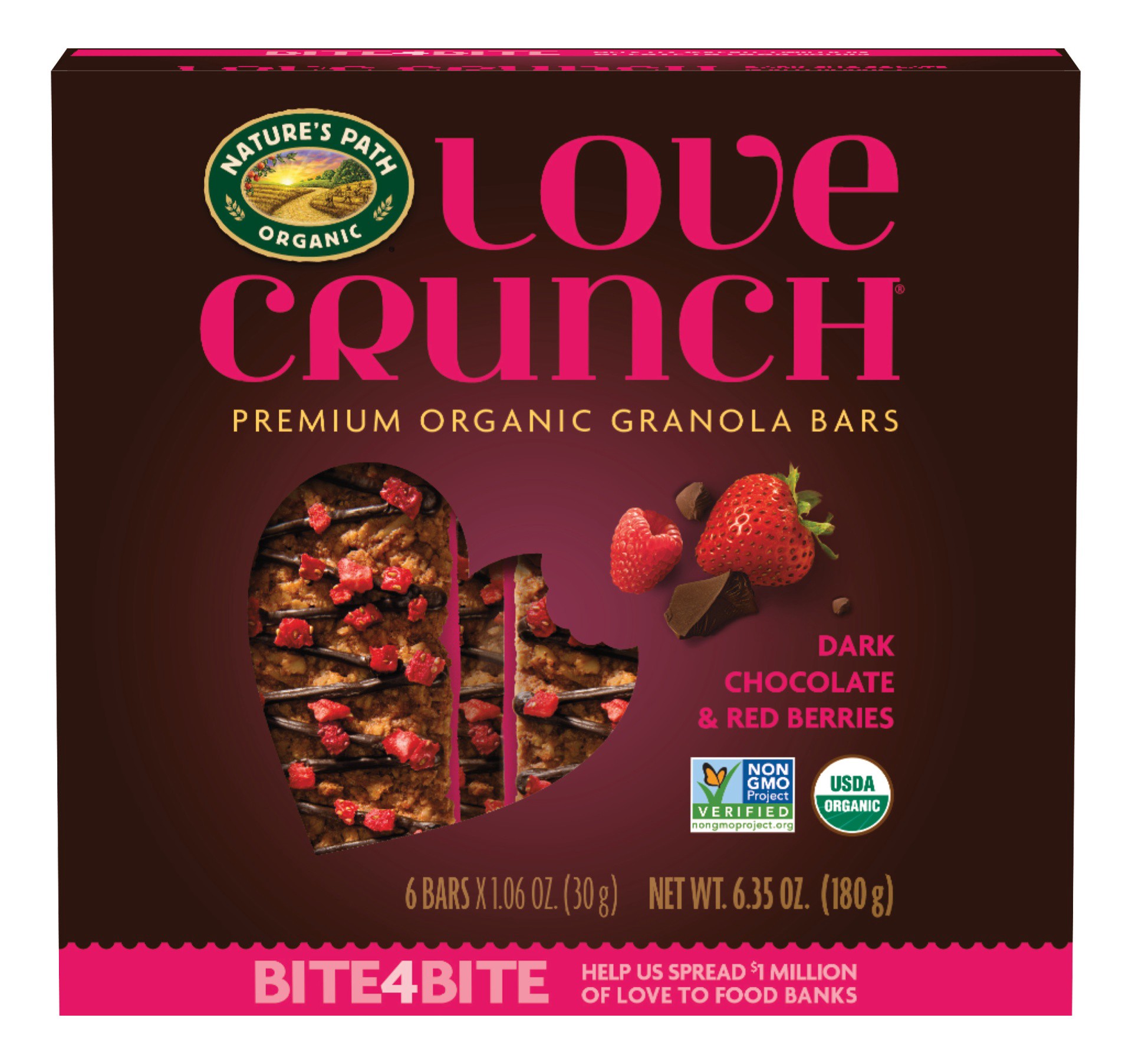 slide 1 of 7, Nature's Path Love Crunch Organic Dark Chocolate & Red Berries Granola Bars, 6.3 oz