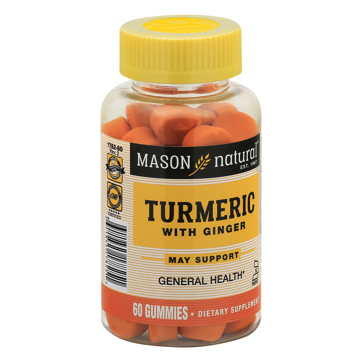 slide 5 of 9, Mason Natural Turmeric with Ginger - Healthy Inflammatory Response, Natural Joint Support, Gelatin Free, Kosher, Tropical Fruit Flavor, 60 Gummies, 60 ct